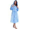 thumbnail image 1 of Women Plush Fleece Robe Long Warm Bathrobe Shawl Collar/Hood, 1 of 6