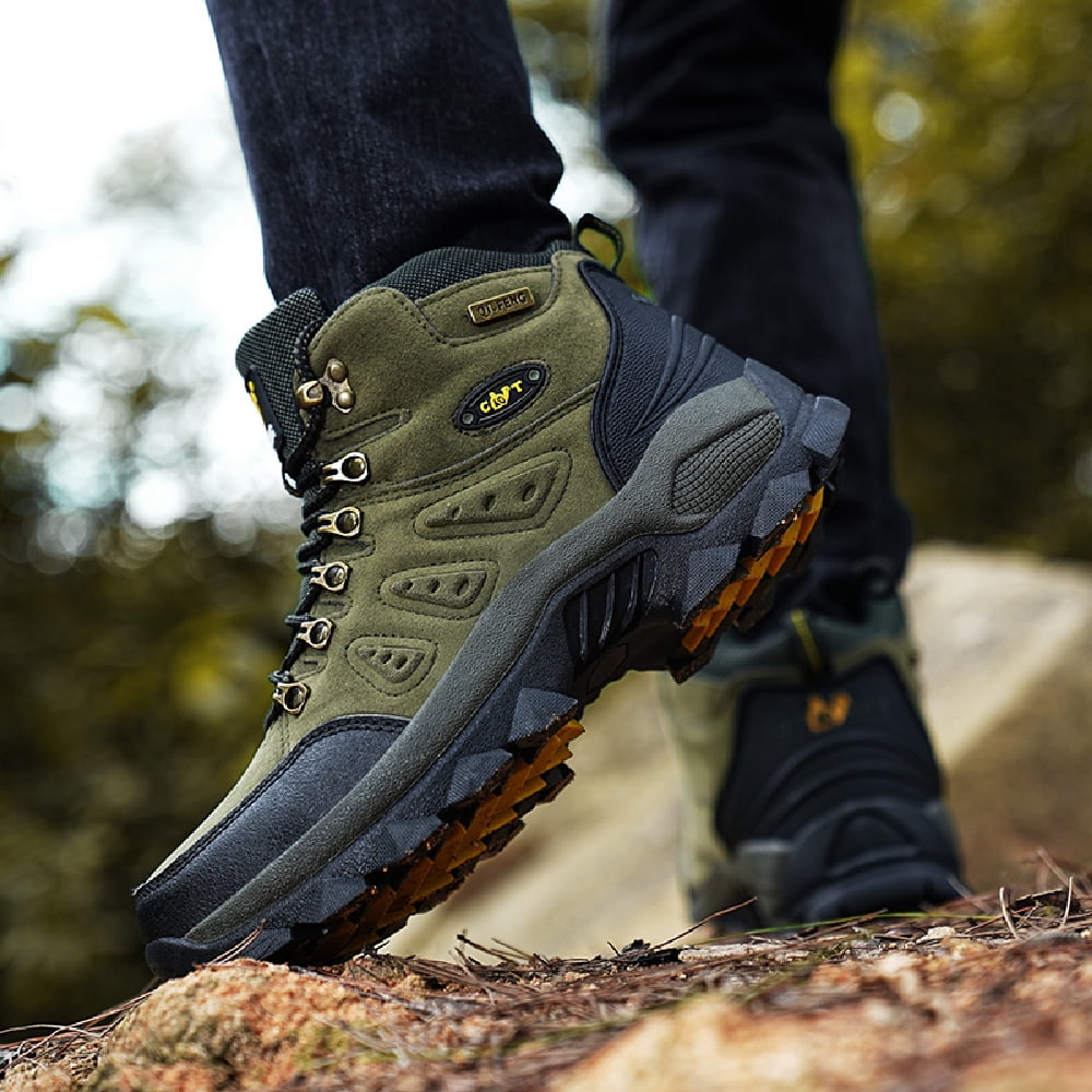 Mens Hiking Boots Outdoor Hiking Trekking Work Climbing Shoes Slip Resistant Lightweight Camping Work Shoes Green 6.5 US