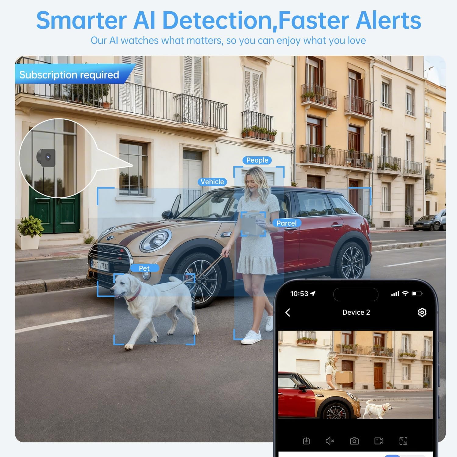 GBIUT Window Camera, 2.4G&5G WIFI Smart Security Camera, 2K Home Security Camera for Indoor Outdoor, Blacklight Full-Color, US Cloud, 911 Emergency Dispatch, Easy & Quick Install