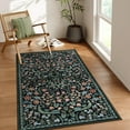 thumbnail image 3 of Lahome Floral Machine Washable Rugs, 3'x5' Rug for Entryway Non Slip Small Botanical Living Room Area Rug, Boho Ultra Thin Soft Bedroom Floor Throw Carpet for Dorm Bathroom Nursery, Black, 3 of 9