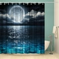 thumbnail image 3 of Shower Curtain Full Moon Over Ocean Landscape Waterproof Fabric Shower Curtain for Bathroom Decor Set with Hooks 72 x 72 Inches, 3 of 6