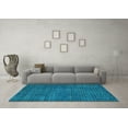 thumbnail image 3 of Ahgly Company Indoor Round Abstract Turquoise Blue Modern Area Rugs, 3' Round, 3 of 4