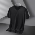 thumbnail image 2 of Mens Casual Loose V Neck T Shirts Solid Color Loose Fit Casual Basic Tees Summer Soft Tops Black L by Awwp, 2 of 6
