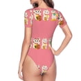 thumbnail image 4 of The Xecao Cute Cat Women's Crew Neck Body Suit, a short-sleeved bodysuit and basic swimsuit, both comfort and style for dating and daily life, 4 of 9