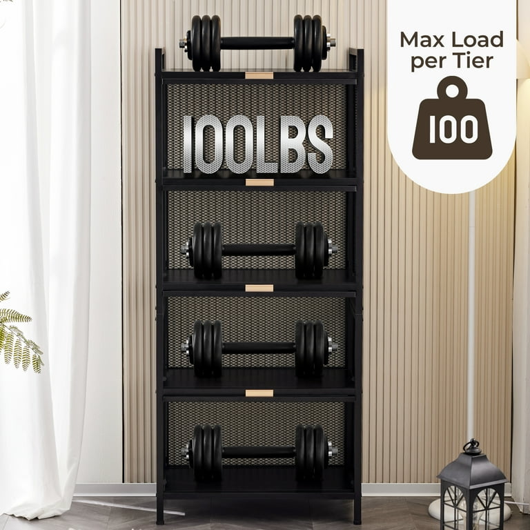 COOKCOK 5 Tier Storage Shelf Kitchen Storage Cabinet with Flip up PC Doors Mobile Microwave Stand Freestanding Kitchen Bakers Rack with 4 Rolling Casters 23.62 x12.59 x55.51