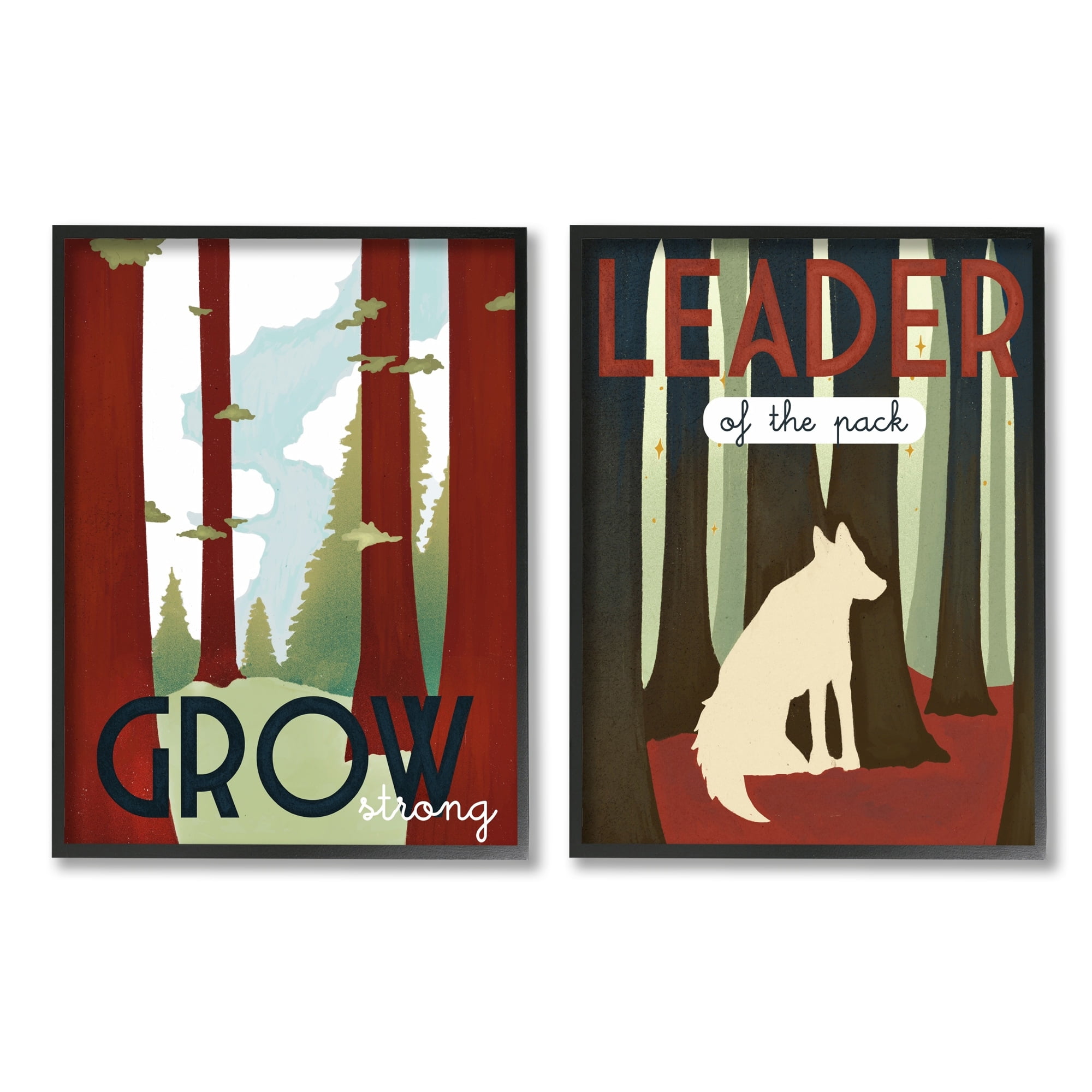 Stupell Industries Leader of Pack Growth Motivational Phrase Forest Wolf,24 x 30, Design by Daphne Polselli