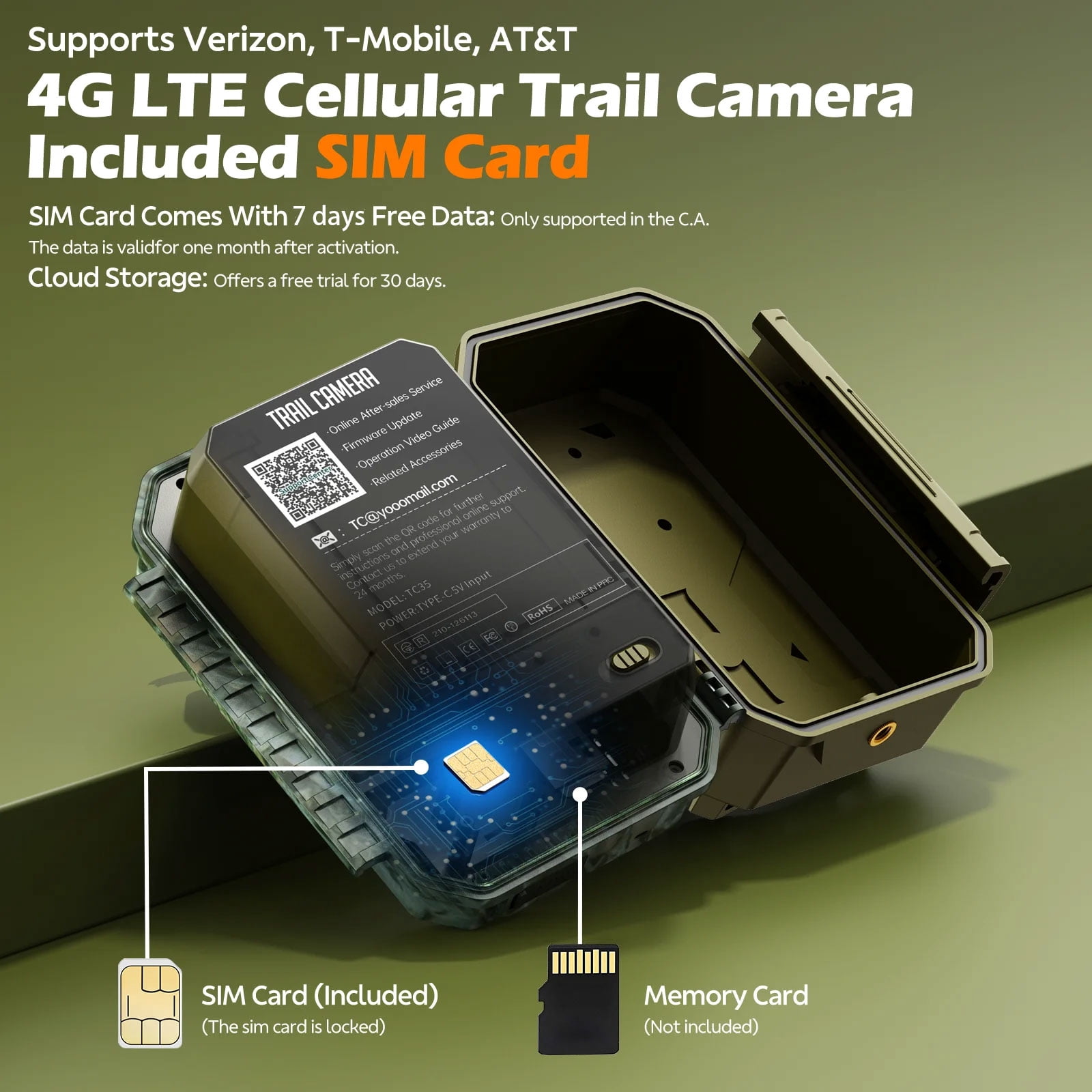CAMPARK Cellular Trail Camera, Solar Powered Game Camera Built-in 4G LTE SIM Card, No WiFi Required, 1080P Live Video, Blacklight Night Vision, IP66 Waterproof Hunting Camera, 0.1S Motion Activated
