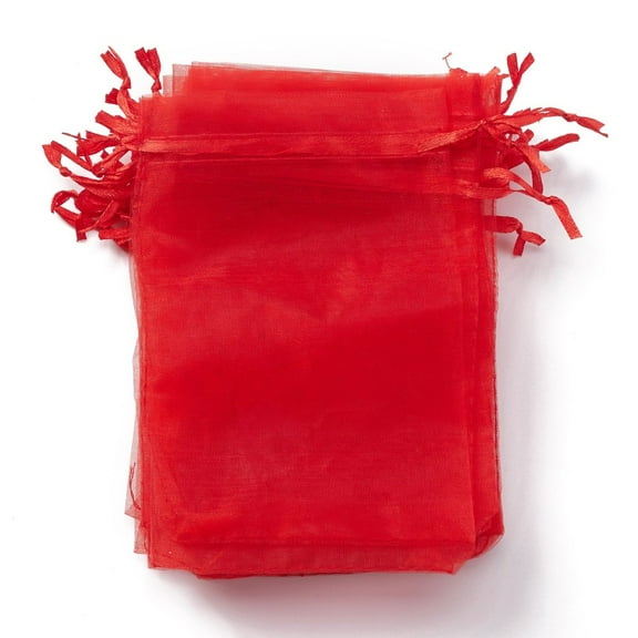 100PCS 4x6 Inches Red Organza Gift Bags with Drawstring Candy Bags Jewelry Pouches Wedding Favors Bag for Baby Shower Birthday Party