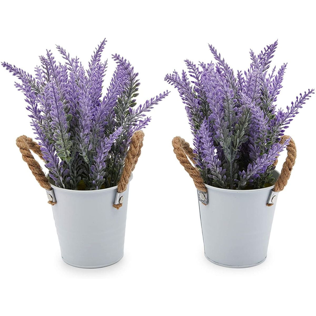 2 New 12in Potted White Lavender Bushes Artificial Silk Flowers Plants OFFER! 