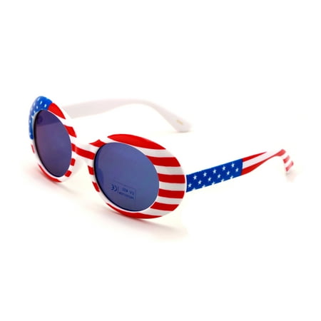 V.W.E. Vintage Sunglasses UV400 Bold Retro Oval Mod Thick Frame Sunglasses Clout Goggles with Mirror Lens USA FLAG