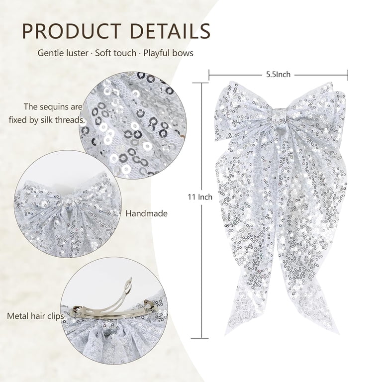 2Pcs Glitter Layered Hair Bows for Women Girls Barrette Hair  display picture 1