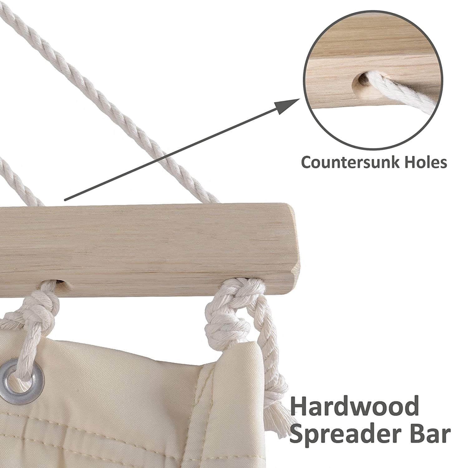 SUNCREAT Hammocks Patio Hammock with Stand, 2 Person Heavy Duty Curved Hammock with 14 ft Wooden Stand,Beige