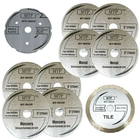 MTP Assort 3" Wood Plastic Metal Masonry Cutting Wheel For Dremel SM510C Saw Max Milwaukee Ryobi Cut-off