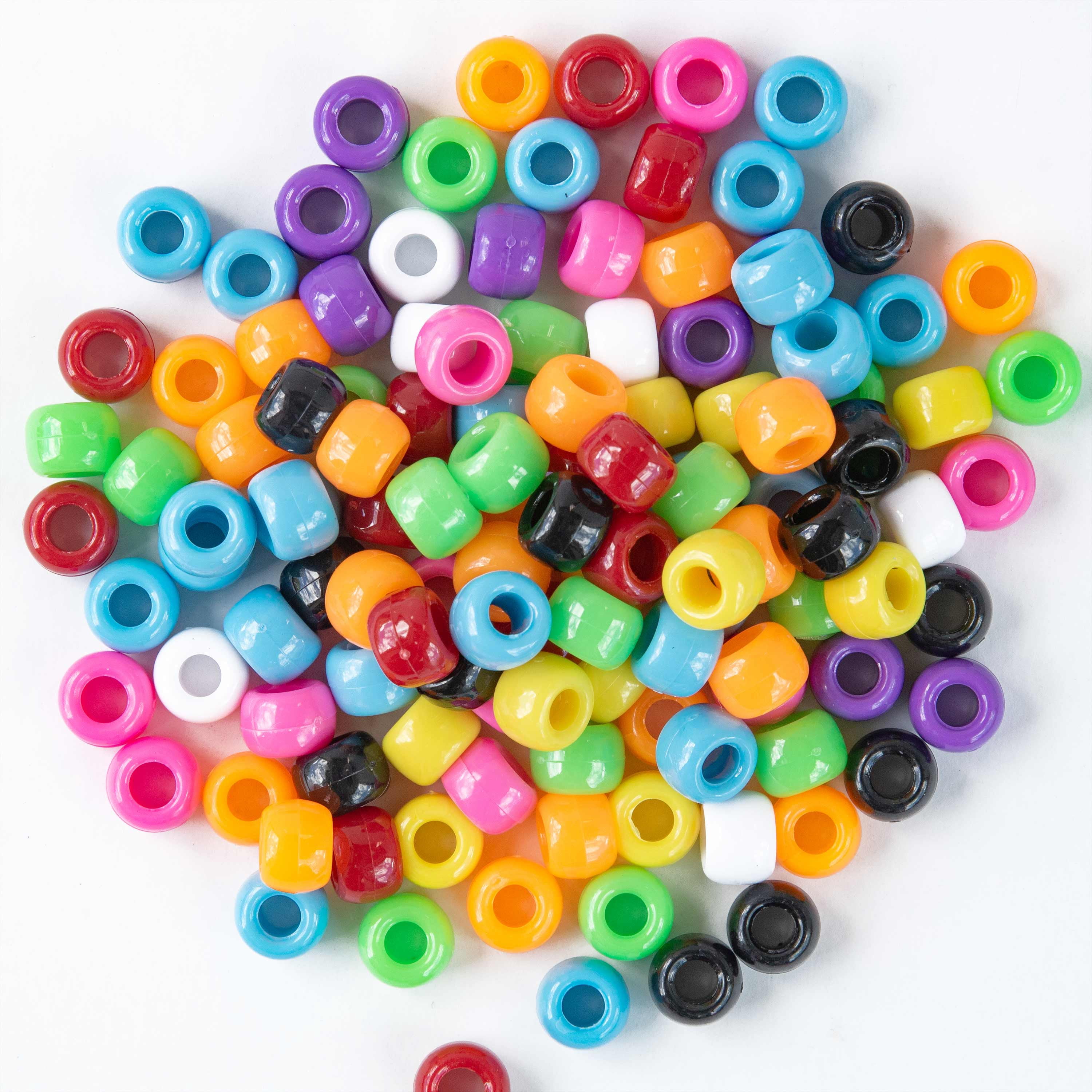Hello Hobby Rainbow Pony Bead Mix, 500 Pieces, Multicolor Plastic Beads for Jewelry Making and DIY Crafts