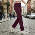 thumbnail image 4 of iHPH7 Yoga Pants Women with Pockets, Tummy Control Leggings Straight Leg High Waist Work Dress Pants Gym Clothes for Women Wine L, 4 of 9