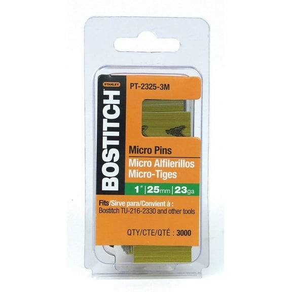 BOSTITCH Pin Nails, 23GA, 3/4-Inch, 3000-Pack PT-2319-3M