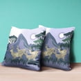 thumbnail image 4 of Amrita Sen Reindeer Herd Throw Pillow with Removable Cover in Brown Blue Green 18x18, 4 of 5