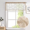 thumbnail image 2 of Curtainking Sheer Valance Leaf Embroidered Farmhouse Beige Kitchen Curtains for Small Windows Light Filtering Drape Short 1 Panel Rod Pocket 55" x 16", 2 of 7