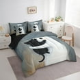 thumbnail image 3 of Manfei Cute Ghost Bedding Comforter Set 7-Piece,Kawaii Cat Queen Bedding Sets,White Black Queen Sheet Sets,Ultra Soft Room Decoration Reversible, 3 of 7