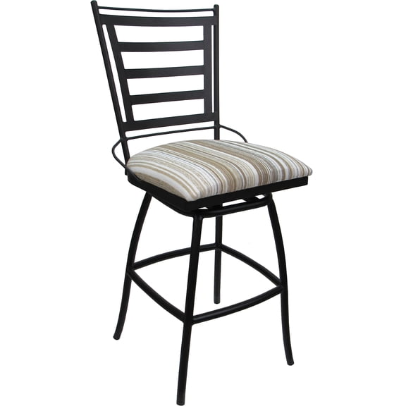 Aluminum Outdoor Counter Bar Stool 26" Jenna NO Arms - Drift White Fabric- Black