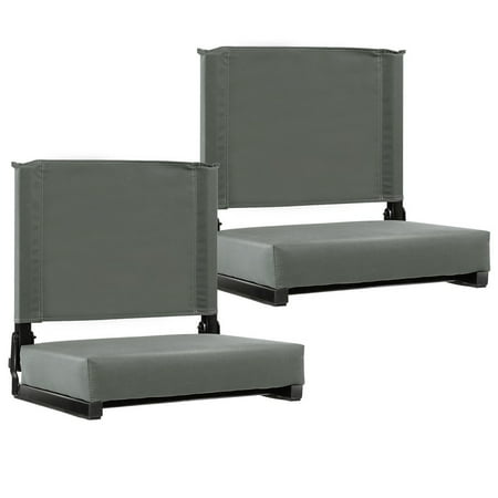Sports Bleacher Chair - Costway2 PCS Portable Folding Padded Stadium Seat Bleacher Sports Grandstand Back Chair Gray