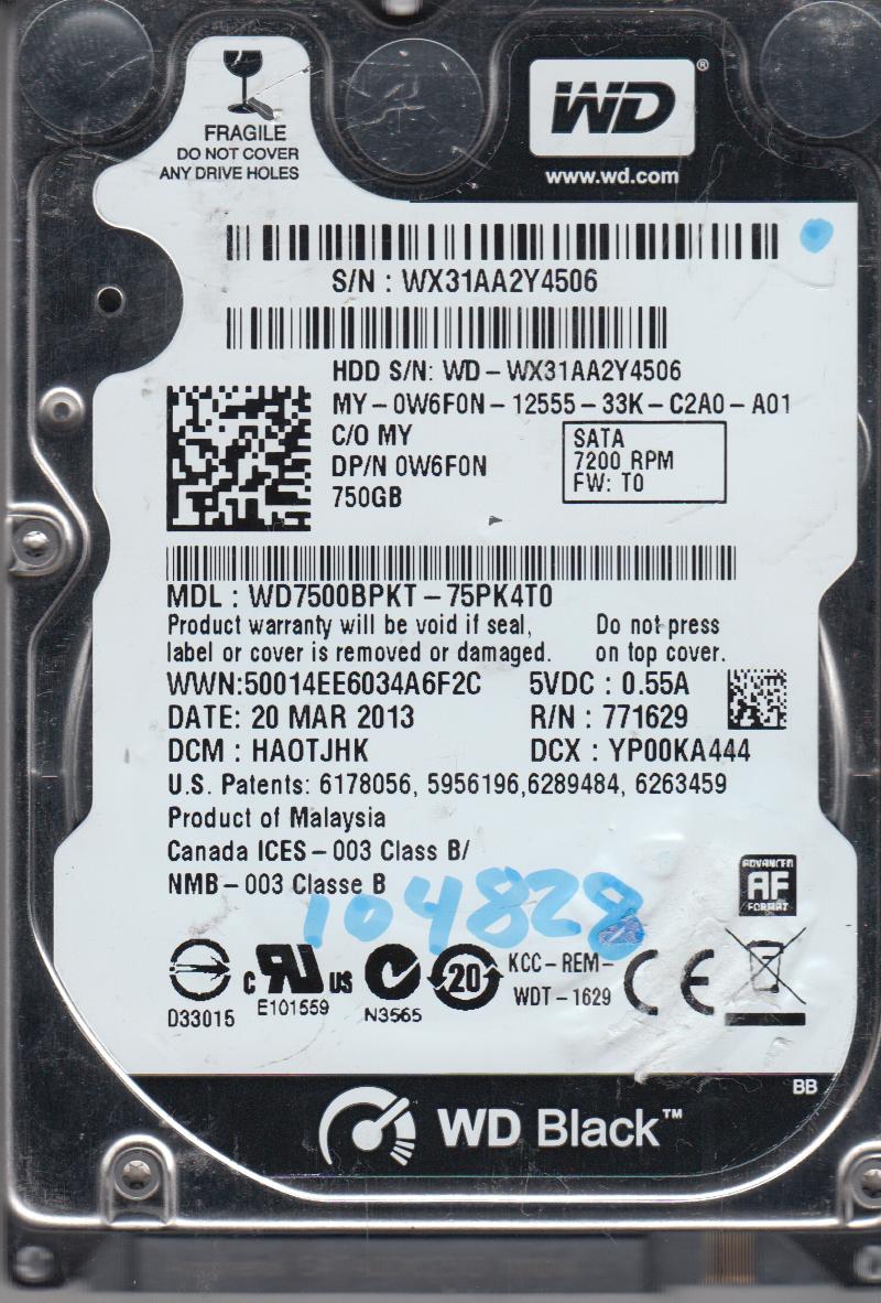 PCパーツ Western Digital wd7500bpkt-00pk4t0?750?GB DCM : hbctjbb PCパーツ Western Digital wd7500bpkt-00pk4t0?750?GB DCM