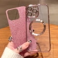 thumbnail image 3 of Funda magnética con purpurina para iPhone 12 Pro Max de 6.7", compatible con Magsafe. Preciosa funda transparente con acabado brillante, protector de lente de cámara completo, antiarañazos y a prueba, 3 of 8