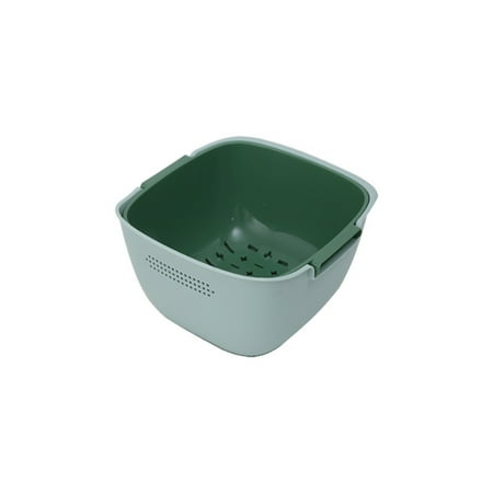 

Mpeace Drain Basket Easy to Clean High Capacity Thick Double Layers Small Hole Multi-use Plastic Non-slip Handle Washing Strainer Kitchen Tool