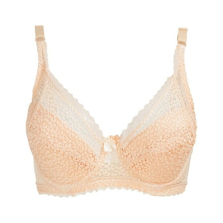 JSGEK Underwire Comfort Breathable Push up Plunge Lightly Lined Bra for Women Trendy Fashion Clearance Plus Size Lace Bra Beige 3X-Large Bra for Ladies