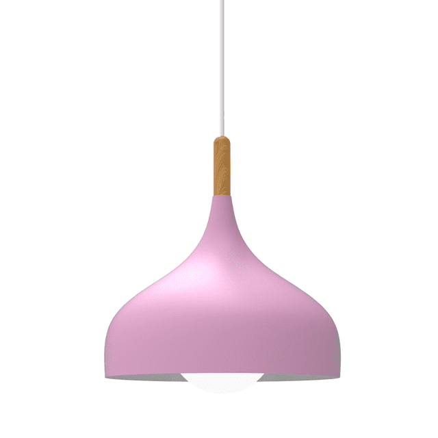 Lampara De Techo Colgante Macaron Retro Con Madera 30 Cm de Diámetro ilios innova Rosa