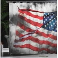 thumbnail image 4 of Ambesonne American Flag Shower Curtain, Banner in Sky, 69"Wx75"L, Grey Red Blue, 4 of 5