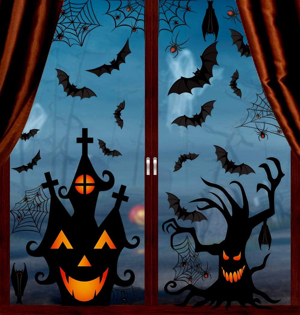 Halloween Window Stickers Decoration Wall Spooky Decal Happy Halloween XL 