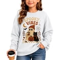thumbnail image 2 of ZHOGXU Halloween Themed Girls Ghost Pumpkin Cat Print Pullover Sweatshirt Long Sleeve O Neck Top For Kids Casual School Streetwear,White,3-4 Years, 2 of 4