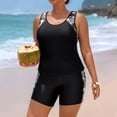 thumbnail image 4 of Two Piece Tankini Swimsuits for Women Loose Fit Swimsuit Sporty Swimsuits Swimsuit Tank Top Tankini Tops for Women Tankini Swimsuit for Women Plus Size Tankinis Black 2XL, 4 of 5