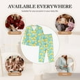 thumbnail image 6 of KLL Yellow Lemon Print Women's Long Sleeve Pajamas with Pants Sleepwear Loungewear 2 Set-Medium, 6 of 7
