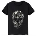 thumbnail image 3 of Ropa infantil con estampado de calavera de gato, camiseta de algodón de verano para niños y niñas, ropa infantil personalizada de manga corta negra, 3 of 5