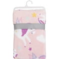 thumbnail image 6 of Parent's Choice Plush Baby Blanket, Pink Unicorn Print, 30x36 inches, Pink, White, Infant Girl, 6 of 7