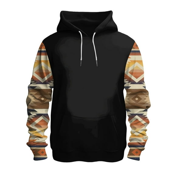 Caqnni Mens Slim Fit Lightweight Hoodie Color Block Pullover Long Sleeve - Hooded Sweatshirt with Hood (XXL,Black)