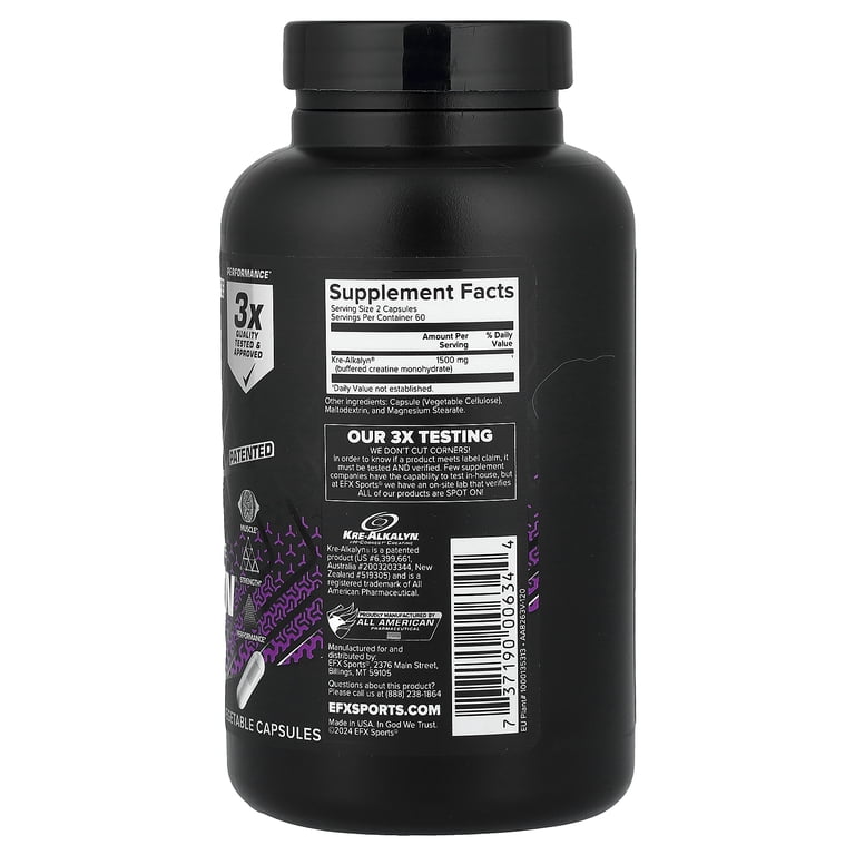 EFX Sports Kre-Alkalyn®, 120 Vegetable Capsules (750 mg per