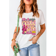thumbnail image 6 of Women's White Crawfish Checkered Pattern Graphic Tee with Fun Slogan - [ZhiHiMeRi] | (US 20-22)2XL, 6 of 8