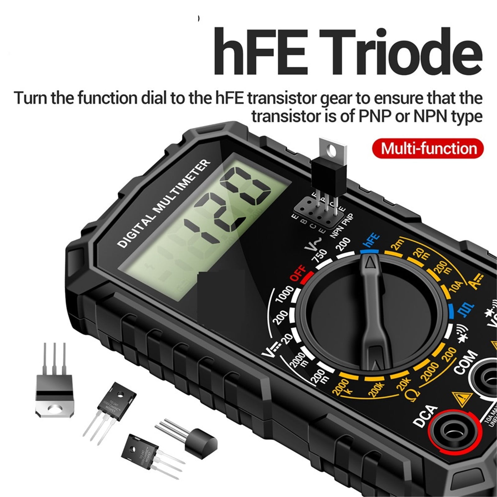 Square Wave Digital Multimeter 1999 Counts HFE Triode Buzzer Tester AC/DC Voltage 10A Current Multimeters Meter Tool ,Battery Test