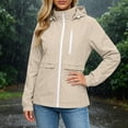 thumbnail image 6 of vdgthytj Womens Rain Jacket Windproof Drawstring Hooded Jackets Lightweight Waterproof Solid Travel Hiking Outwear with Pockets(Large,Beige), 6 of 7