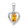 thumbnail image 5 of 14k White Gold Solid Citrine Diamond Charm Pendant, 5 of 7