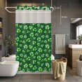 thumbnail image 5 of Saint Patrick's Day No Hooks Shower Curtain with Snap-in Liner Watercolor Dark Green Shamrocks Green Shower Curtains for Bathroom, Waterproof, Easy Install, Washable 36"x72", 5 of 9