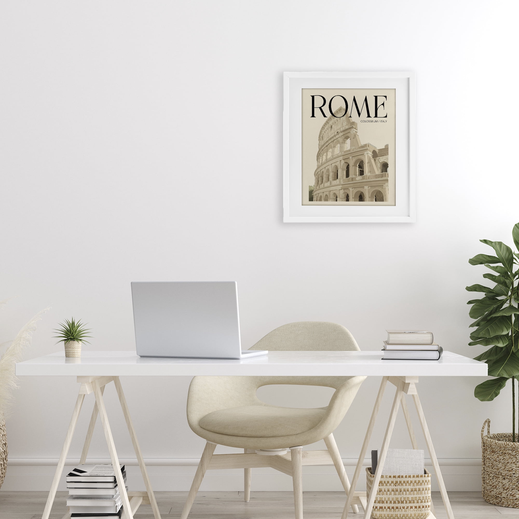 Stupell Industries Vintage Rome Colosseum White Framed Print Under Glass, design by Andreas Magnusson