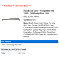 thumbnail image 2 of Dash Board Cover - Compatible with 2002 - 2005 Dodge Ram 1500 2003 2004, 2 of 9