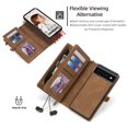 thumbnail image 3 of Defencase for Google Pixel 9 Pro XL Case for Women Men, Removable Durable PU Leather Magnetic Flip Strap Wristlet Zipper Purse Card Holder Detachable Wallet Phone Cases for Google Pixel 9 Pro XL,Brown, 3 of 9