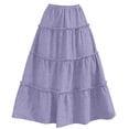 thumbnail image 5 of Summer Skirts for Women Boho Elastic High Waist Pleated Maxi Skirts Womens Casual Solid Baggy Lightweight Comfy A Line Flowy Beach Vacation Skirts Dress, 5 of 8