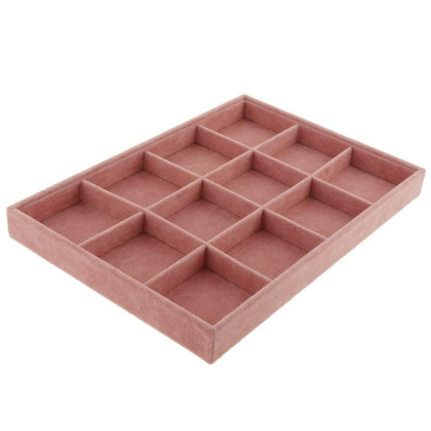 Bandejas de terciopelo para joyería, bandejas apilables para organizar joyas, para exhibir y almacenar 12 rejillas