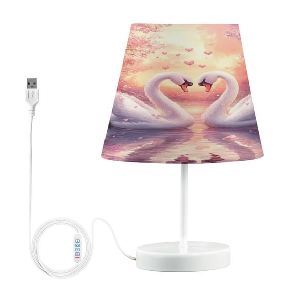 BZSMCE Table Lamp Creative White Swans Simple Pattern Night Light